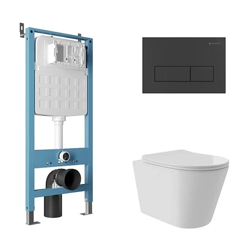 Унитаз с инсталляцией Aqueduto CONE Plus клавиша черная матовая - фото 1