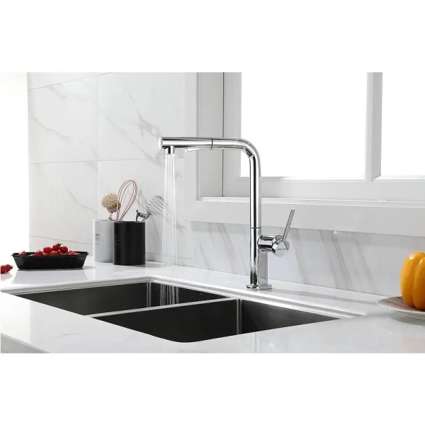 Смеситель для кухни Paulmark Neo хром Ne214419-CR (детальная фотография), высокие, округлая форма