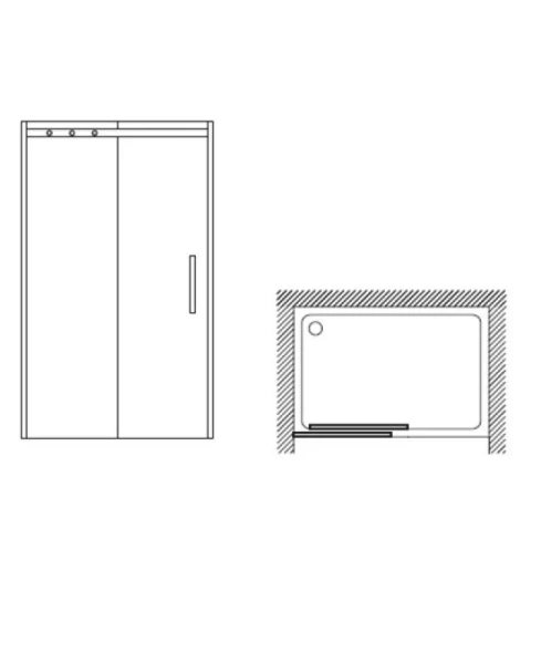 Душевая дверь Jacob Delafon Contra 120 см стекло прозрачное, профиль чёрный E22C120-BL (детальная фотография), современные, hi-tech