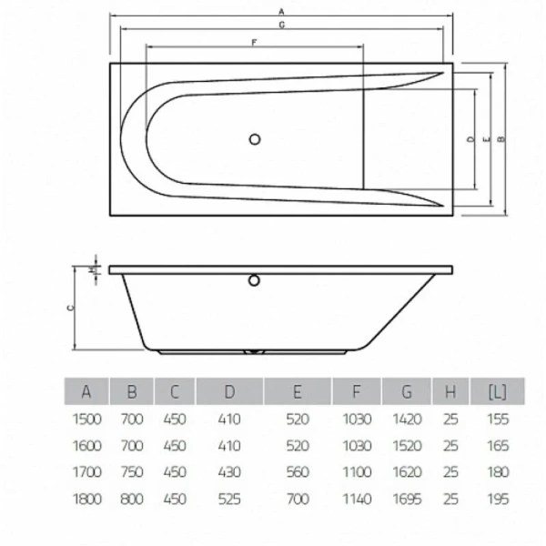 Ванна акриловая Vayer Boomerang 150.070.045.1-1.0.0.0, 150 х 70 см Гл000023945 (детальная фотография), акриловые