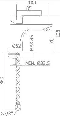 Смеситель для раковины Paffoni Blu без донного клапана BLU071CR (детальная фотография), современные, hi-tech