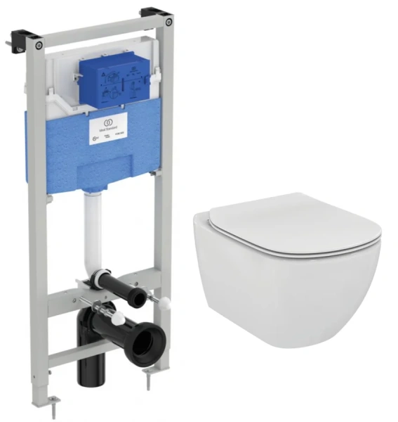 Унитаз с инсталляцией Ideal Standard ProSys Tesi матовый белый, технология AquaBlade T3868V1 (детальная фотография)