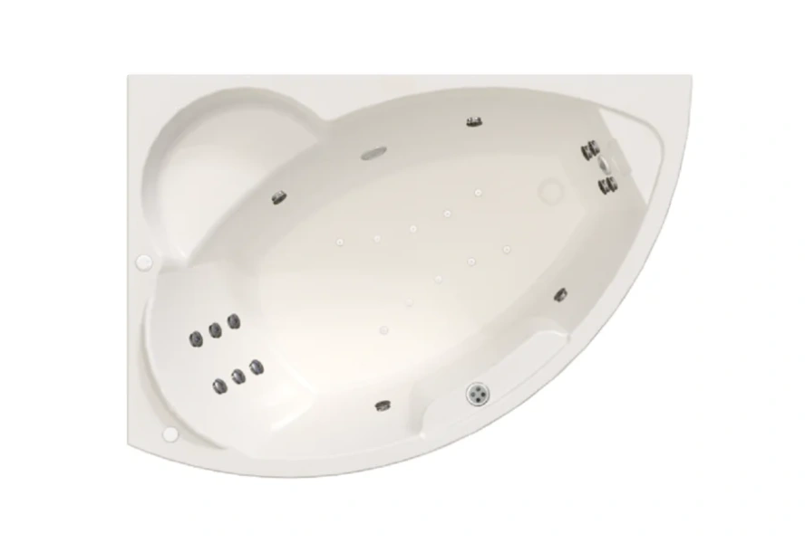 Гидромассажная ванна Радомир Алари 2-81-2-1-0-218/2-81-2-2-0-218, 168 х 120 см, L/R, рама-подставка, фронтальная панель, слив-перелив, гидромассаж Терапия хром (КУ 200, датчик уровня воды, хромотерапия, массаж спины, ступней, боковых поверхностей, аэромас (детальная фотография)