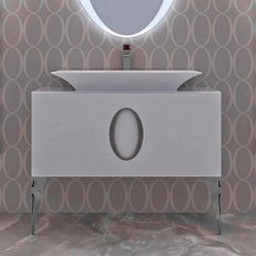 Тумба со стеклянной столешницей  без раковины, с 2 ножками, 100см. La Beaute SAVOIE