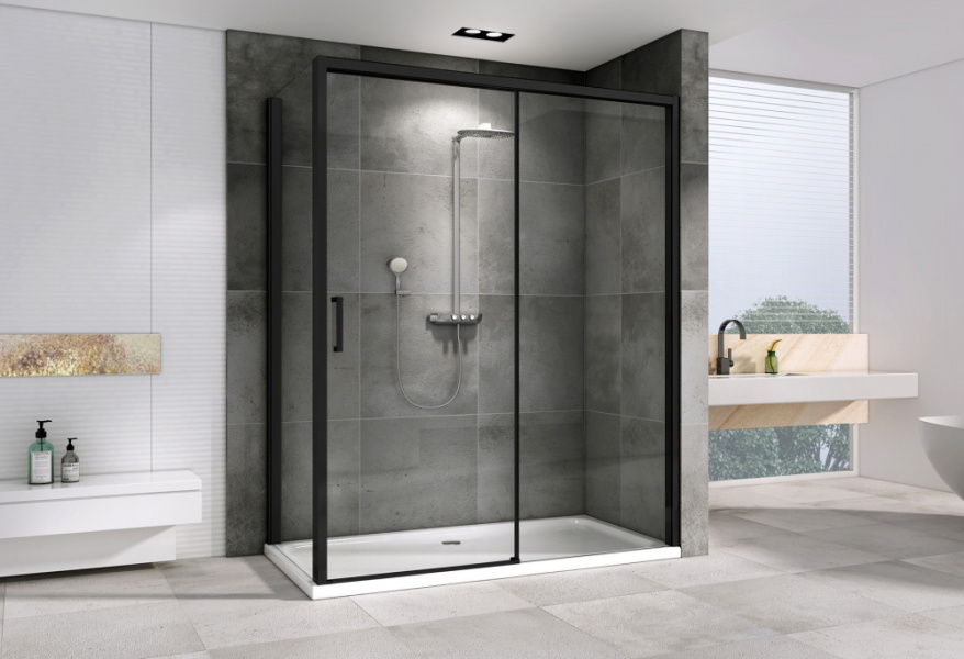 Душевой уголок Abber Komfort 140x100 см профиль черный AG93140B-S102B (детальная фотография), прямоугольные