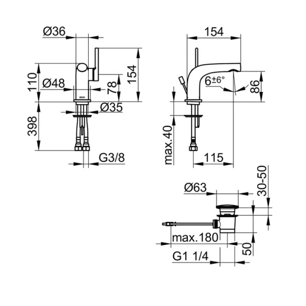 Смеситель для раковины Keuco Edition 400 51504 010000 (детальная фотография), для раковины