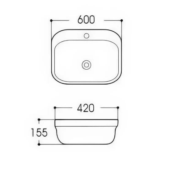 Раковина Акватек Амадео 60 см белая AQ6042-00 (детальная фотография), современные, hi-tech