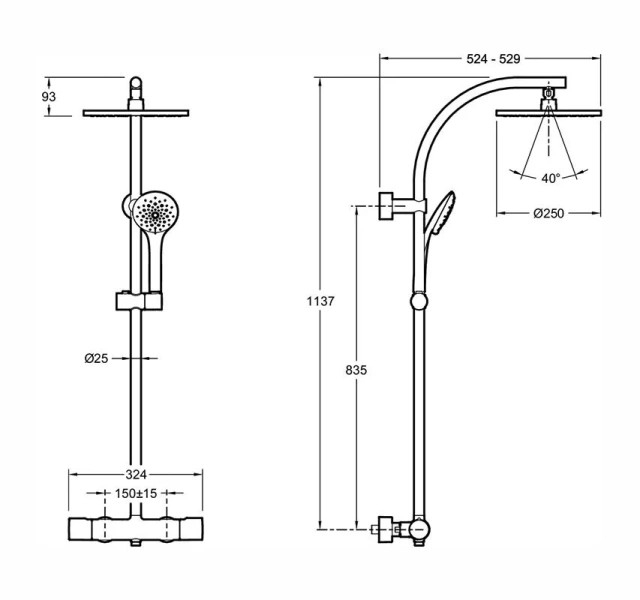 Душевая стойка Jacob Delafon Amelie термостатическая E32851-CP (детальная фотография), современные, hi-tech