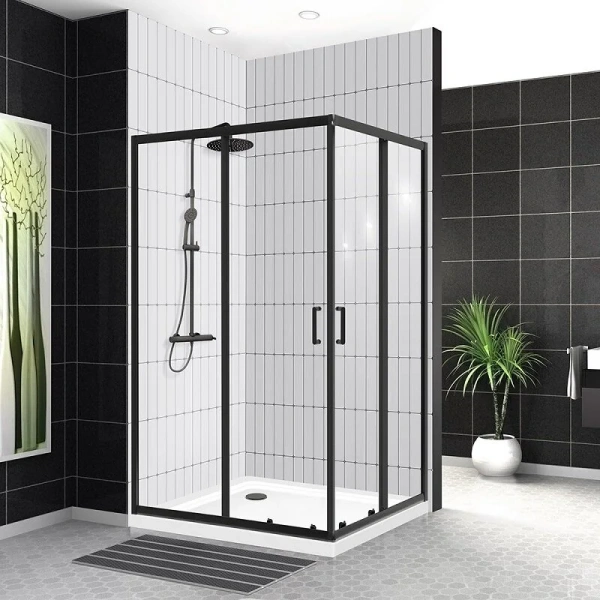 Душевой уголок BelBagno Uno-195 120x100 см профиль черный UNO-195-AH-2-120/100-C-NERO (детальная фотография)