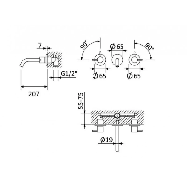 Смеситель для раковины Cezares Leaf хром LEAF-BLI3L-20-L-01-W0 (детальная фотография), для раковины