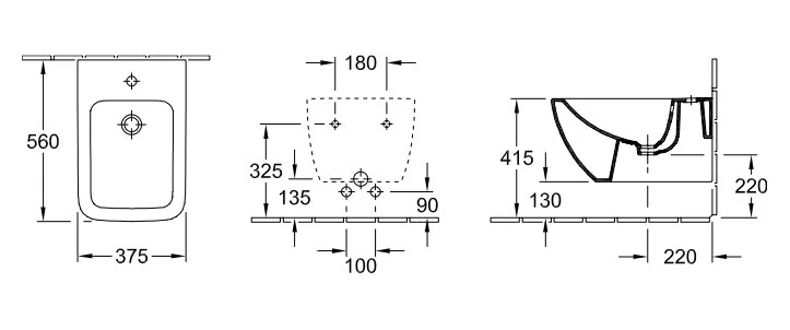  Биде подвесное Villeroy & Boch Venticello с покрытием CeramicPlus 441100R1 (детальная фотография), прямоугольной формы