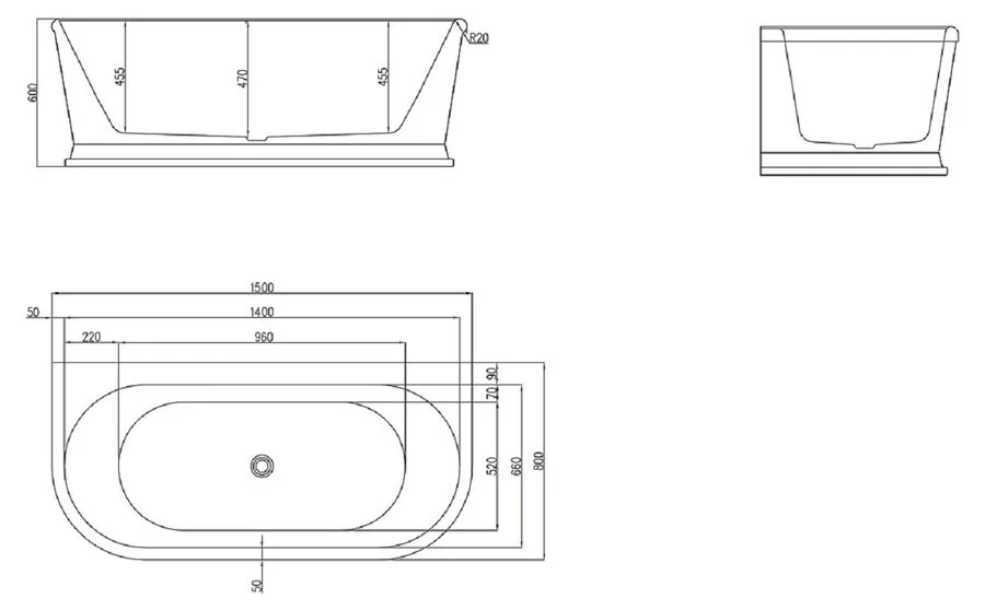 Ванна акриловая BelBagno 150х80 см белая BB408-1500-800 (детальная фотография), акриловые