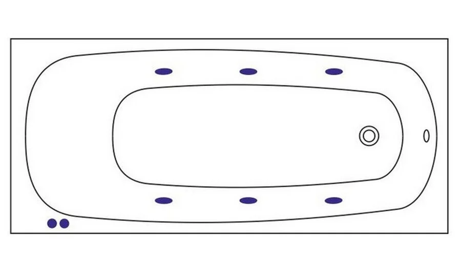 Ванна гидромассажная Whitecross Layla Soft, 180 х 80 см, увеличенная толщина акрила, усиленная армировка, белый/золото, 0102.180080.100.SOFT.GL (детальная фотография), акриловые