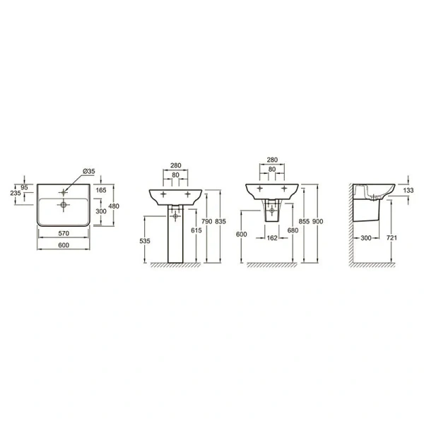 Раковина Jacob Delafon Struktura 60 см подвесная EGD112-00 (детальная фотография), современные, hi-tech