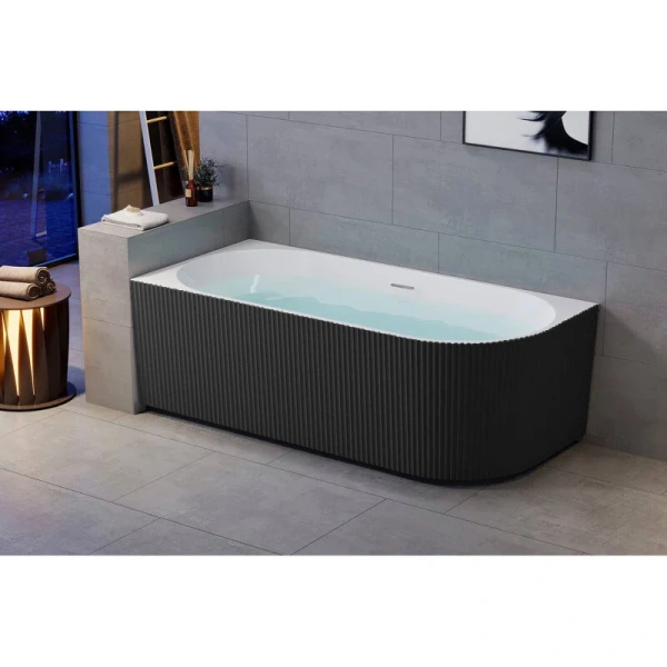 Ванна акриловая Royal Bath Nero RB710302BL-L-GD/RB710302BL-R-GD, 170 x 78 см, левая/правая, цвет белый/черный (детальная фотография), асимметричные