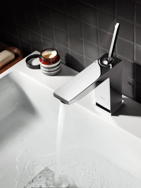 Смеситель для раковины Grohe Eurocube Joy 23657000 (детальная фотография), прямоугольная форма, с донным клапаном