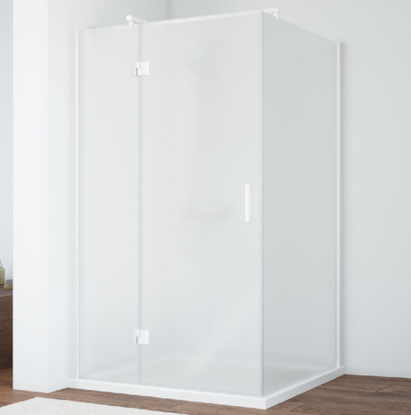 Душевой уголок профиль белый стекло сатин Vegas-glass AFP-Fis NOVO 120 01 10 L (детальная фотография)