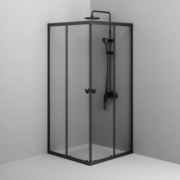Душевой уголок Am.Pm Sunny 90x90 см черный матовый W87G-403-9090-BT (детальная фотография), недорогие, стеклянные, угловые, без поддона