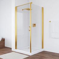 Душевой уголок профиль золотой стекло прозрачное Vegas-glass