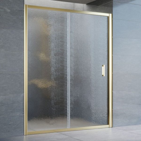 Душевая дверь профиль золотой стекло шиншилла Vegas-glass ZP 140 09 02 (детальная фотография)