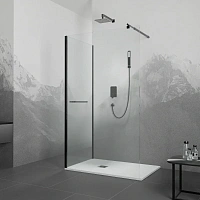 Душевой уголок RGW Walk In WA-005-1B 110х100 см профиль черный, стекло прозрачное