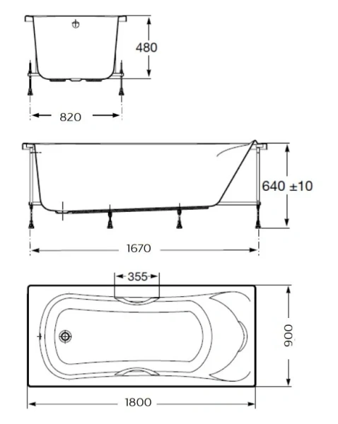 Ванна акриловая Roca BeCool ZRU9307685, 180 x 90 см, с отверстиями для ручек, белый (детальная фотография), акриловые