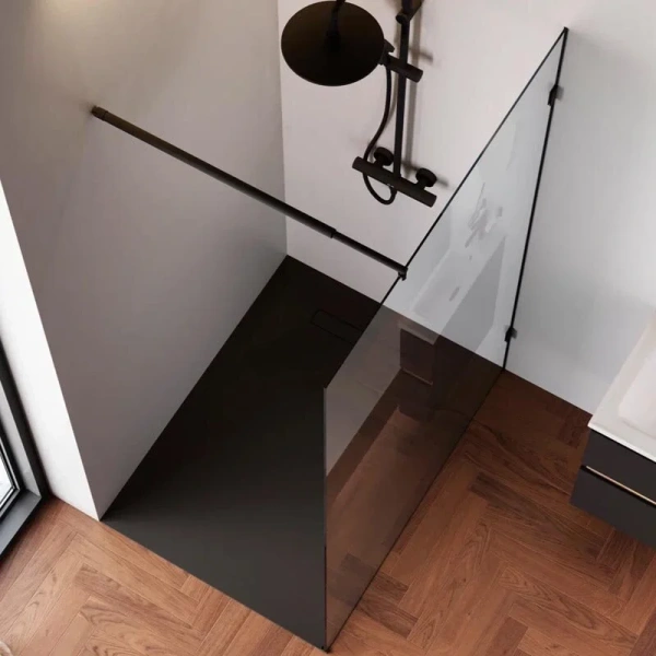 Душевая перегородка Am.Pm X-Joy 120 см профиль черный W94WI-120-F1-BTE (детальная фотография), черные