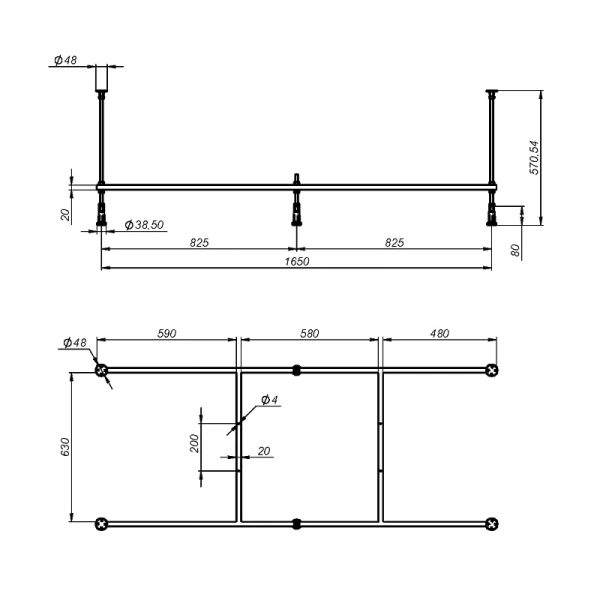 Каркас для ванны Am.Pm X-Joy 175х75 см универсальный W00A-175-075W-R (детальная фотография), по запросу
