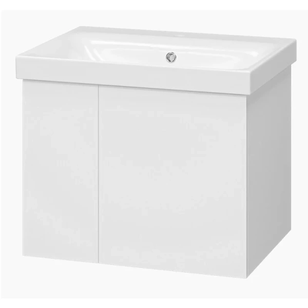 Тумба с раковиной подвесная Misty Лира 60 см с дверцами (детальная фотография), подвесная, пристенная