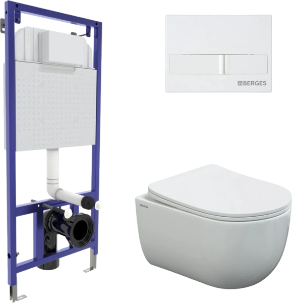 Унитаз с инсталляцией BERGES Novum кнопка белая 043308 (детальная фотография)