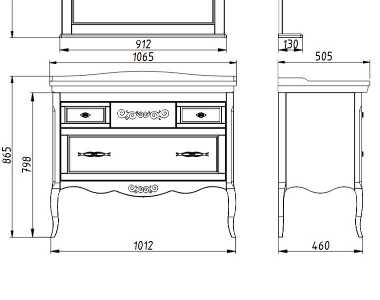 Зеркало ASB-Woodline Модерн 105 см антикварный орех 11231 АНТ (детальная фотография), прямоугольные