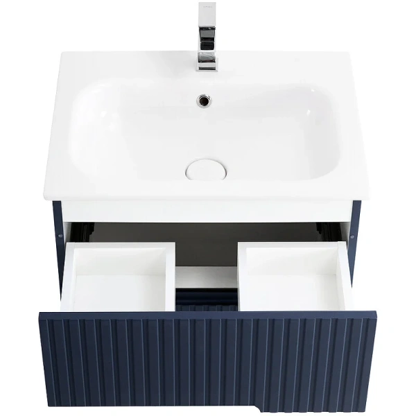 Тумба с раковиной подвесная Cezares DUET-600-2C-SO 60 см с двумя ящиками (детальная фотография), 55 см