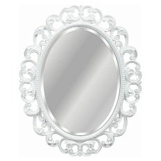 Зеркало овальное с фацетом, цвет белый глянец с серебром, Tessoro Isabella 82