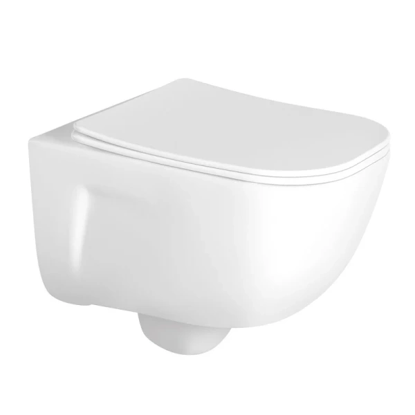 Унитаз подвесной Акватек Дива безободковый AQ2012-00 (детальная фотография), недорогие, безободковые, сиденье с микролифтом , с антивсплеском