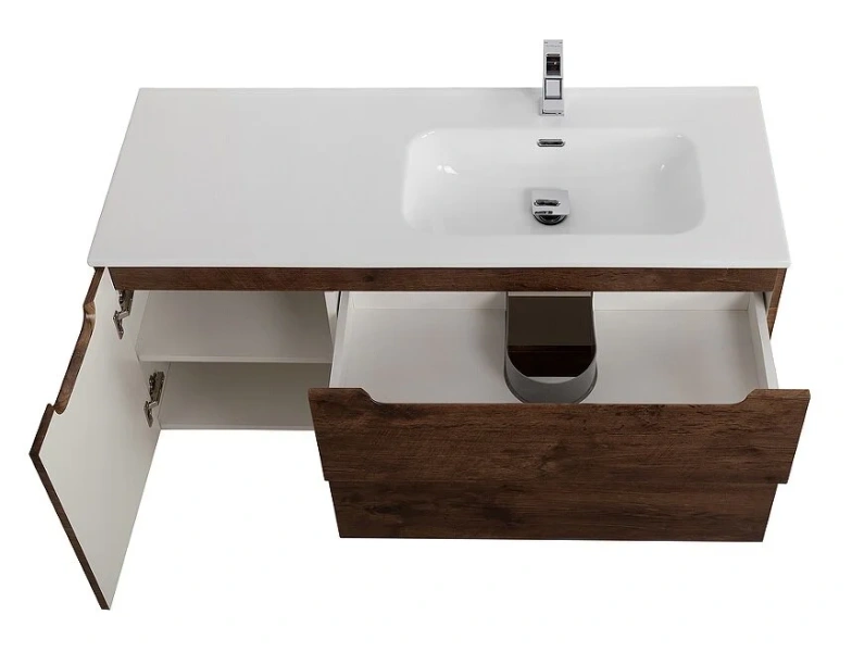 Тумба под раковину подвесная BelBagno Etna 120 см правосторонняя Rovere Moro ETNA-1200-2C-1A-SO-RW-R (детальная фотография), недорогo, комплект (набор)