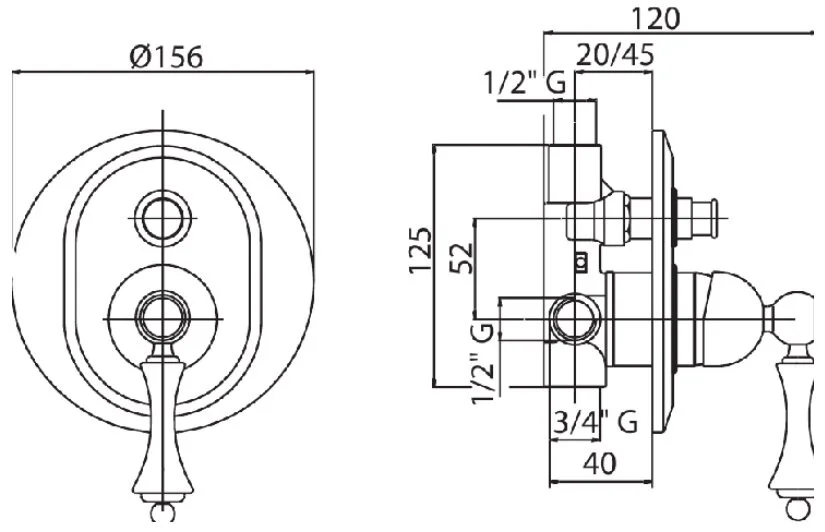 Смеситель для душа Cezares Margot золото, ручка металл MARGOT-VDIM-03/24-M (детальная фотография), классические, ретро
