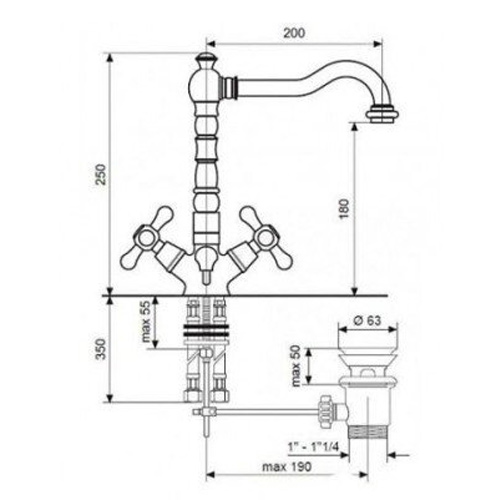 Схема (детальная фотография), для раковины