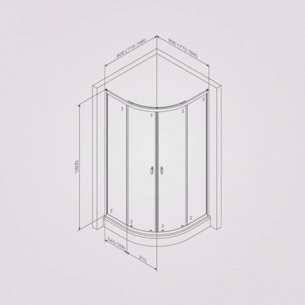Душевой уголок Am.Pm X-Joy W88G-205-080 80x80 см с прозрачным стеклом (детальная фотография), полукруглые, четверть круга