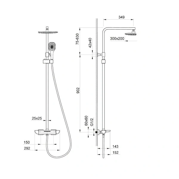 Душевая стойка Timo Helmi хром SX-1170/00-16 (детальная фотография), современные, hi-tech