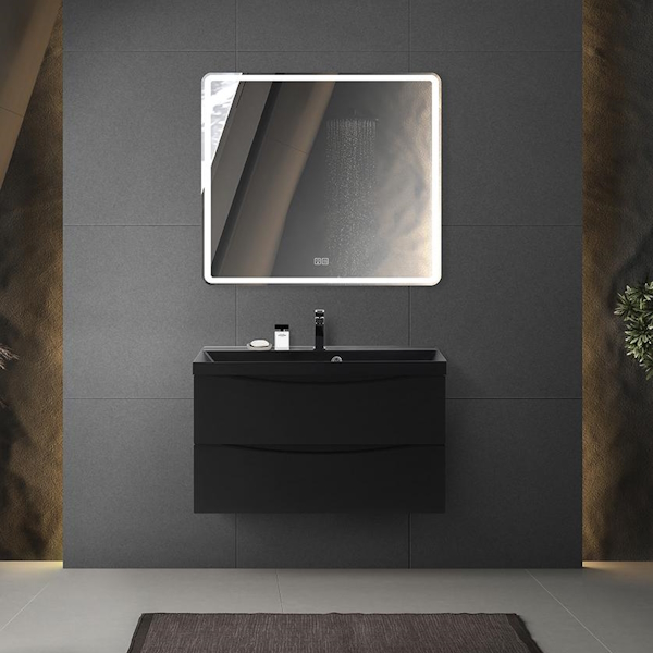 Тумба под раковину подвесная BelBagno Marino 90 см nero lucido MARINO-900-2C-SO-NL-P (детальная фотография), в наличии