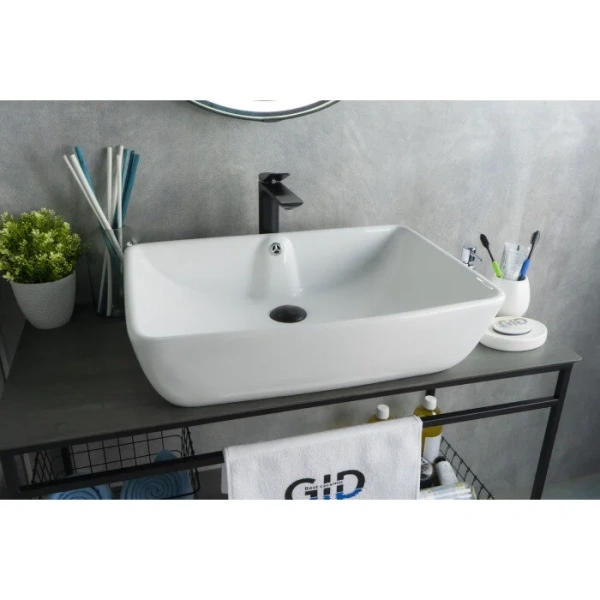 Раковина GID Geometrico N9121 59 см белая 51123 (детальная фотография), керамические