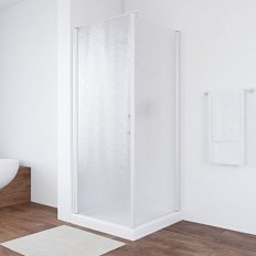 Душевой уголок профиль белый стекло шиншилла Vegas-glass