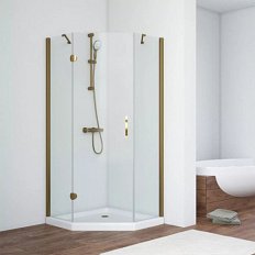 Душевой уголок профиль бронза стекло прозрачное Vegas-glass