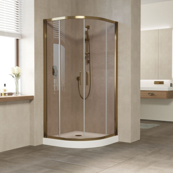 Душевой уголок профиль бронза стекло бронза Vegas-glass ZS 100 05 05 (детальная фотография)