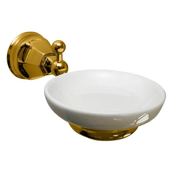 Мыльница для ванной, белая керамика, фурнитура золото\латунь, Nicolazzi Teide 1487GB05 (детальная фотография)
