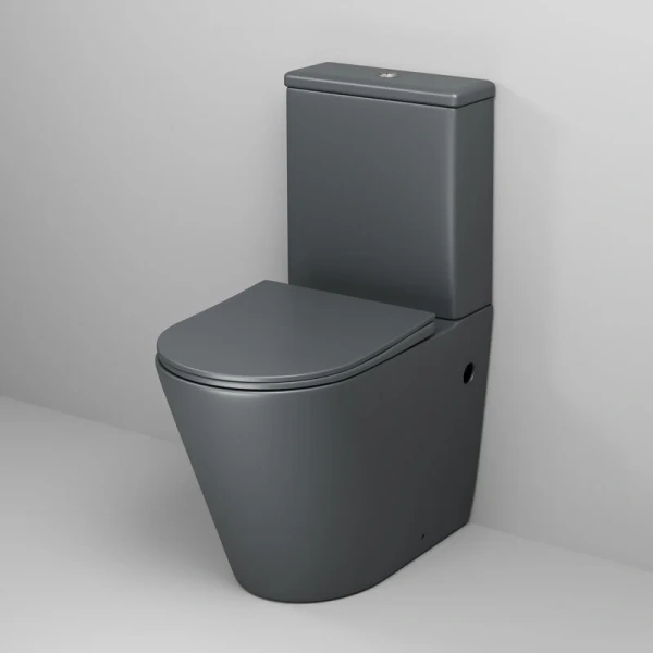 Унитаз компакт Grossman Color серый матовый GR-4480GMS (детальная фотография), безободковые, сиденье с микролифтом , с антивсплеском, компакт