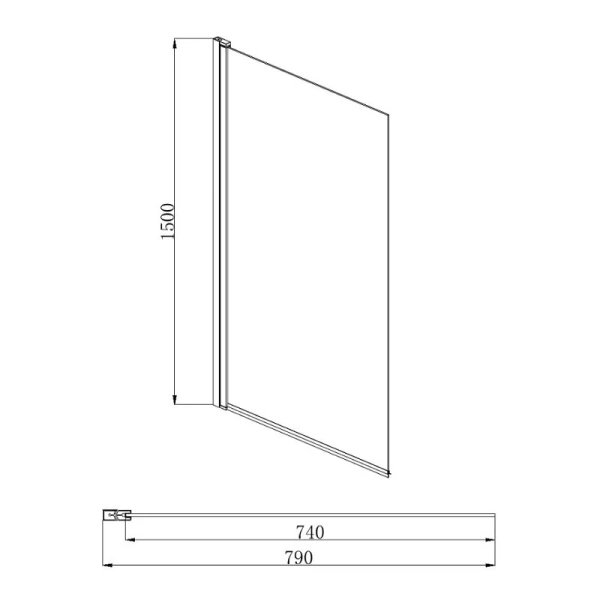 Шторка для ванны Акватек 80x150 см профиль черный матовый AQ DEL SBA 08015BL (детальная фотография), современные, hi-tech