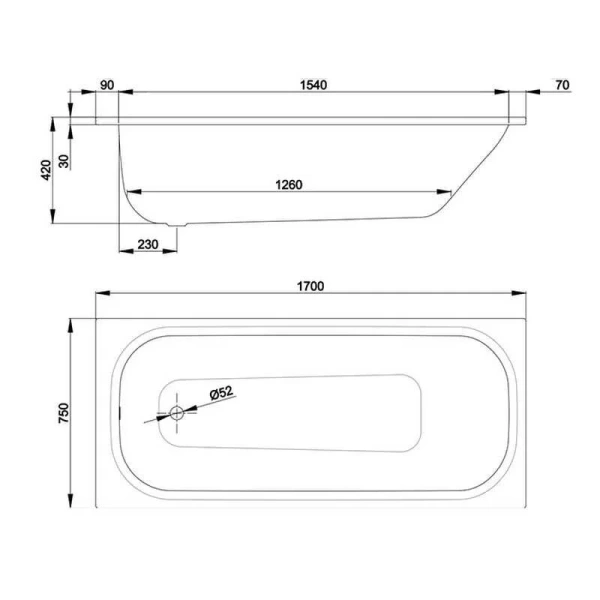 Ванна стальная Bette Form 2020, 170 х 75 см, с шумоизоляцией, антискользящее покрытие BetteАнтислип Sense, белая, 2947-000 AD, AS (детальная фотография), стальные