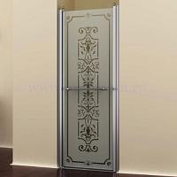 Душевая дверь, профиль хром, матовое стекло, прозрачный узор, Romance Collection Bristol