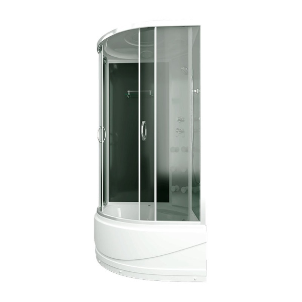 Душевая кабина Erlit Comfort 90х90 см стекло тонированное ER3509TPF-C4-RUS (детальная фотография), угловые, недорогие, для дачи, с гидромассажем, c тропическим душем, с крышей, с сиденьем